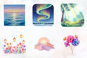 Dreamy Watercolor Creations Clipart, an Illustration by RobertsArt (Thumbnail 7 of 7)