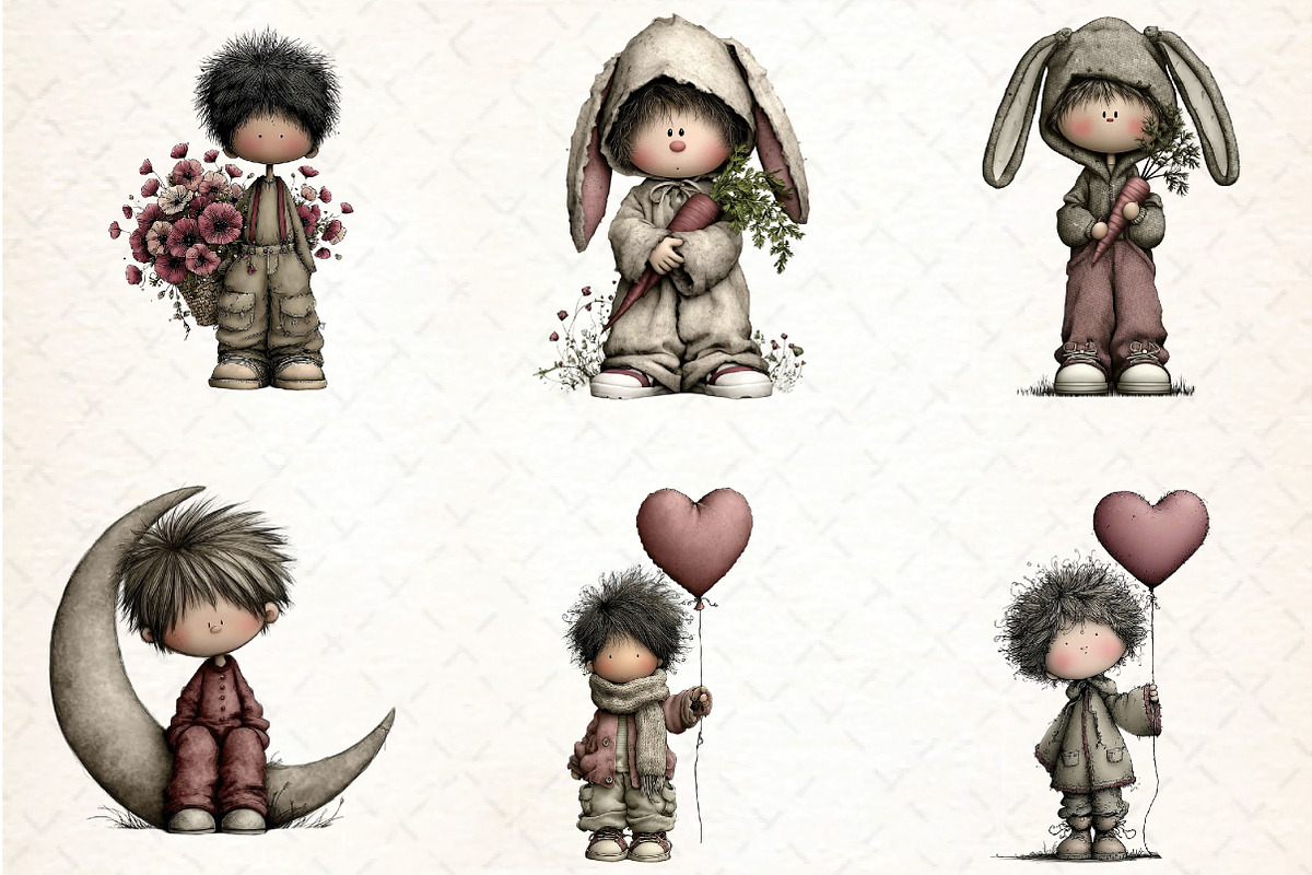 Whimsical Boy Clipart Bundle, an Illustration by DreamCafeArt (Photo 5 of 7)