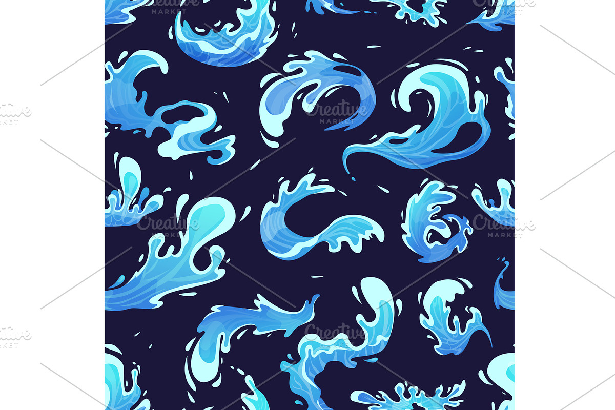 Water splashes seamless pattern, an Illustration by LadadikArt