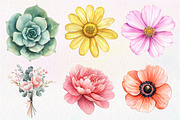 Watercolor Pastel Flowers Clipart, an Illustration by Dream Creation (Thumbnail 5 of 7)