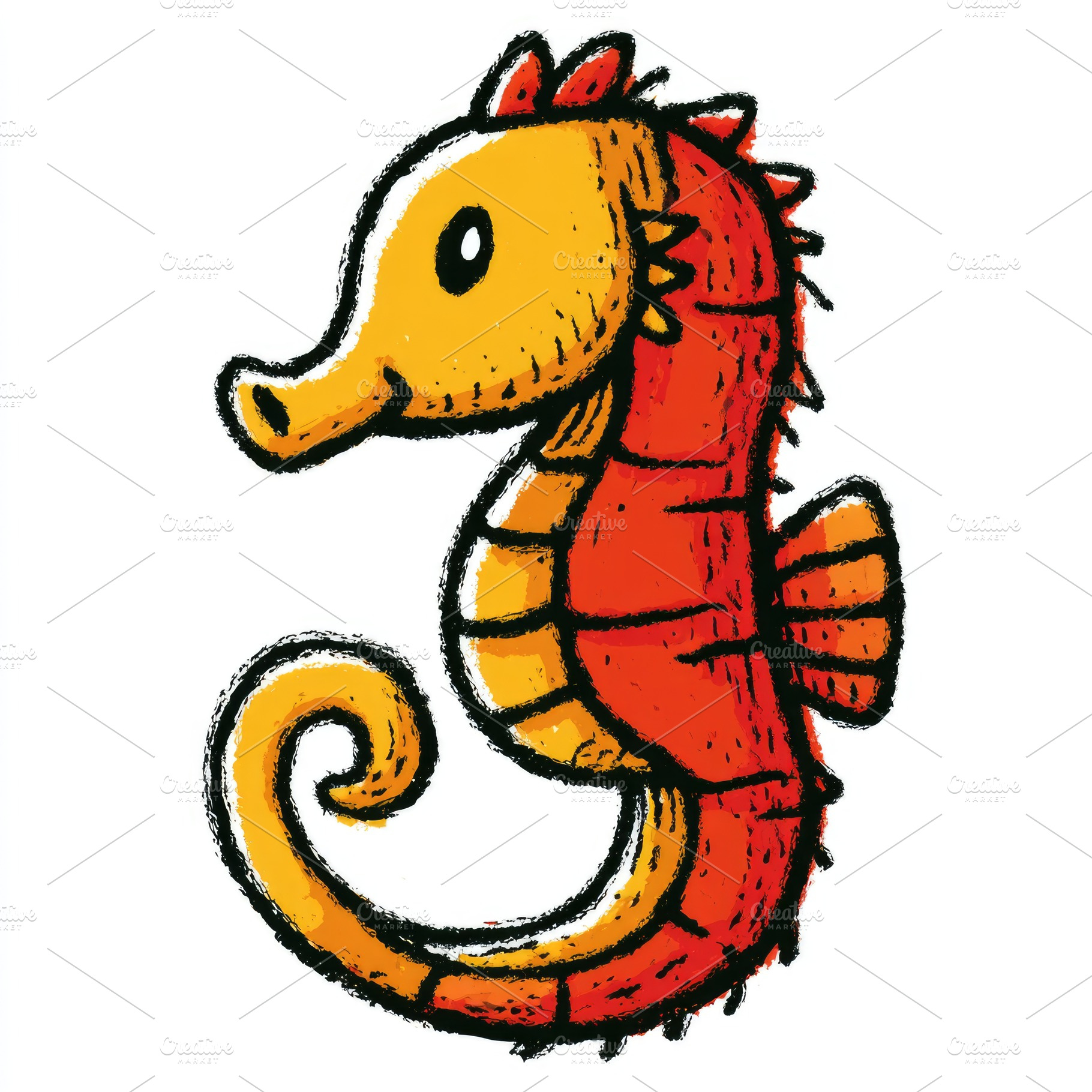 Cute seahorse doodle illustration, an Animal Photo by José Manuel Gelpi