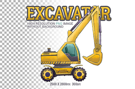 Excavator PNG digital illustration