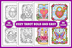 Cozy Tarot Bold &Easy Coloring Book, a Decorative Illustration by Design Station