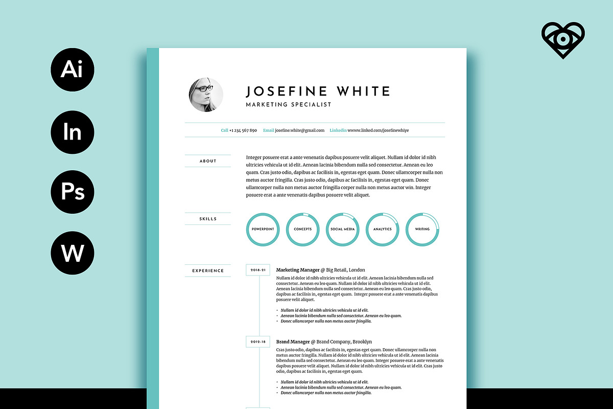 Pastel Resume, a Resume Template by ikono.me (Photo 1 of 6)
