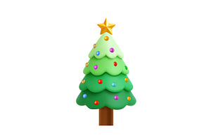 3D Christmas tree with ornaments and, an Object Illustration by ModVector