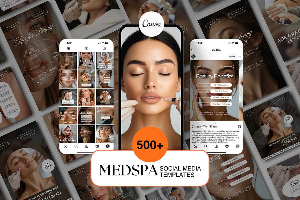 Medspa Social Media Templates Bundle, a Social Media Template by DesignsbyMariaStudio (Photo 1 of 10)