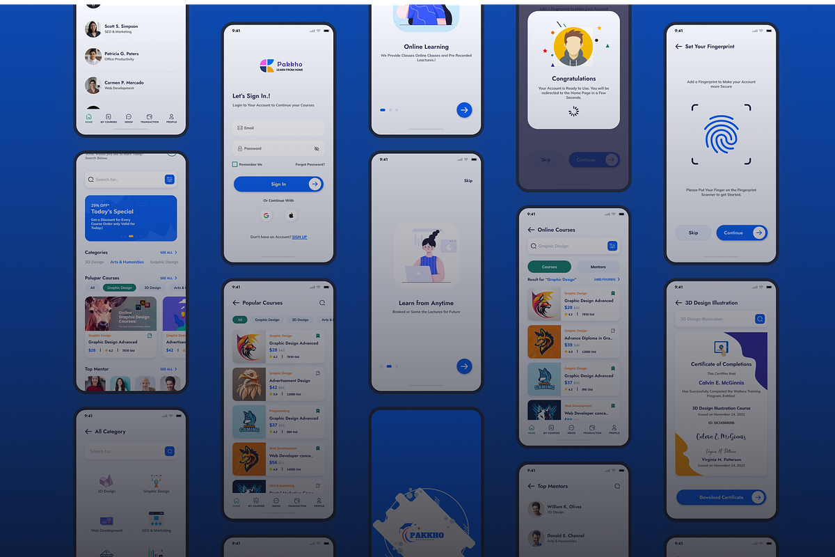 Pakkho -  E-learning Mobile App UI K, an UI Kit Template by piyush608 (Photo 2 of 2)
