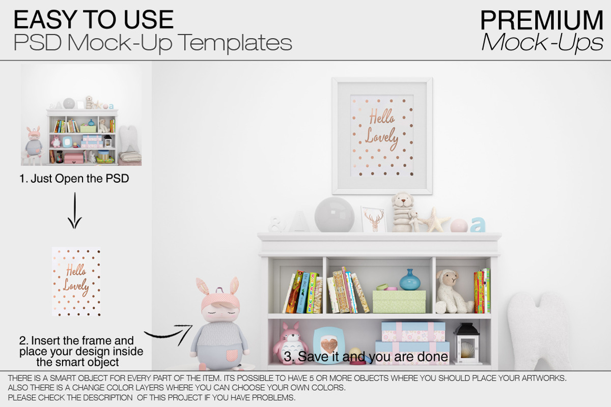 Nursery Wallpaper & Frames Mockups, a Product Mockup by mock-ups (Photo 4 of 23)