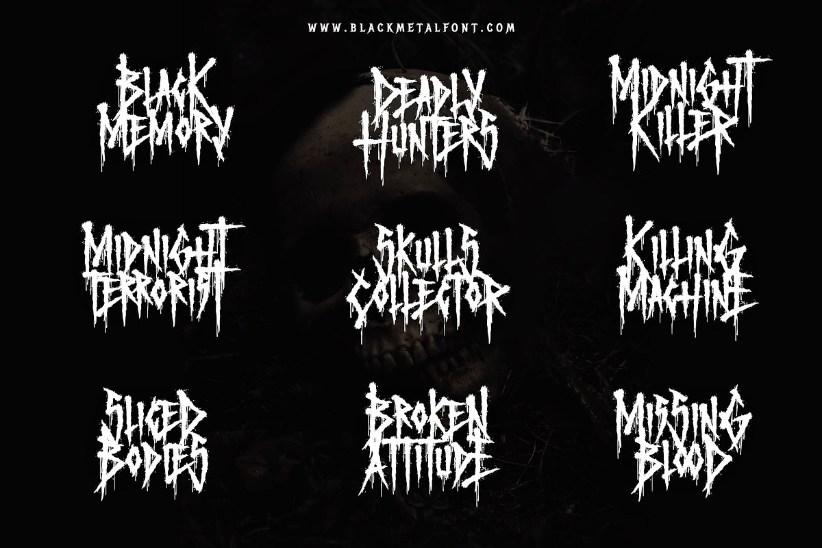 Monsters Nightmare Horror Halloween, a Blackletter Font by Blackmetalfont (Photo 3 of 4)
