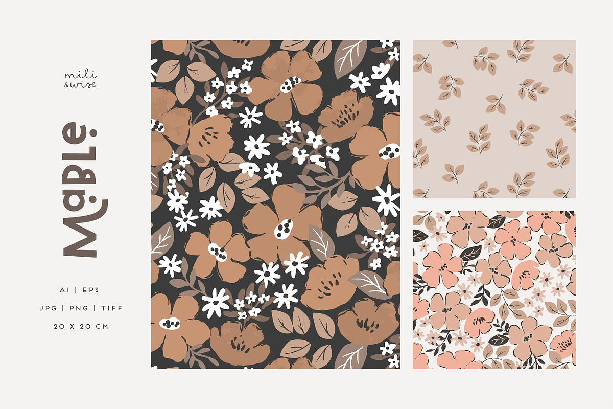 Mable Floral Pattern Collection, a Pattern Graphic by Point and Poem