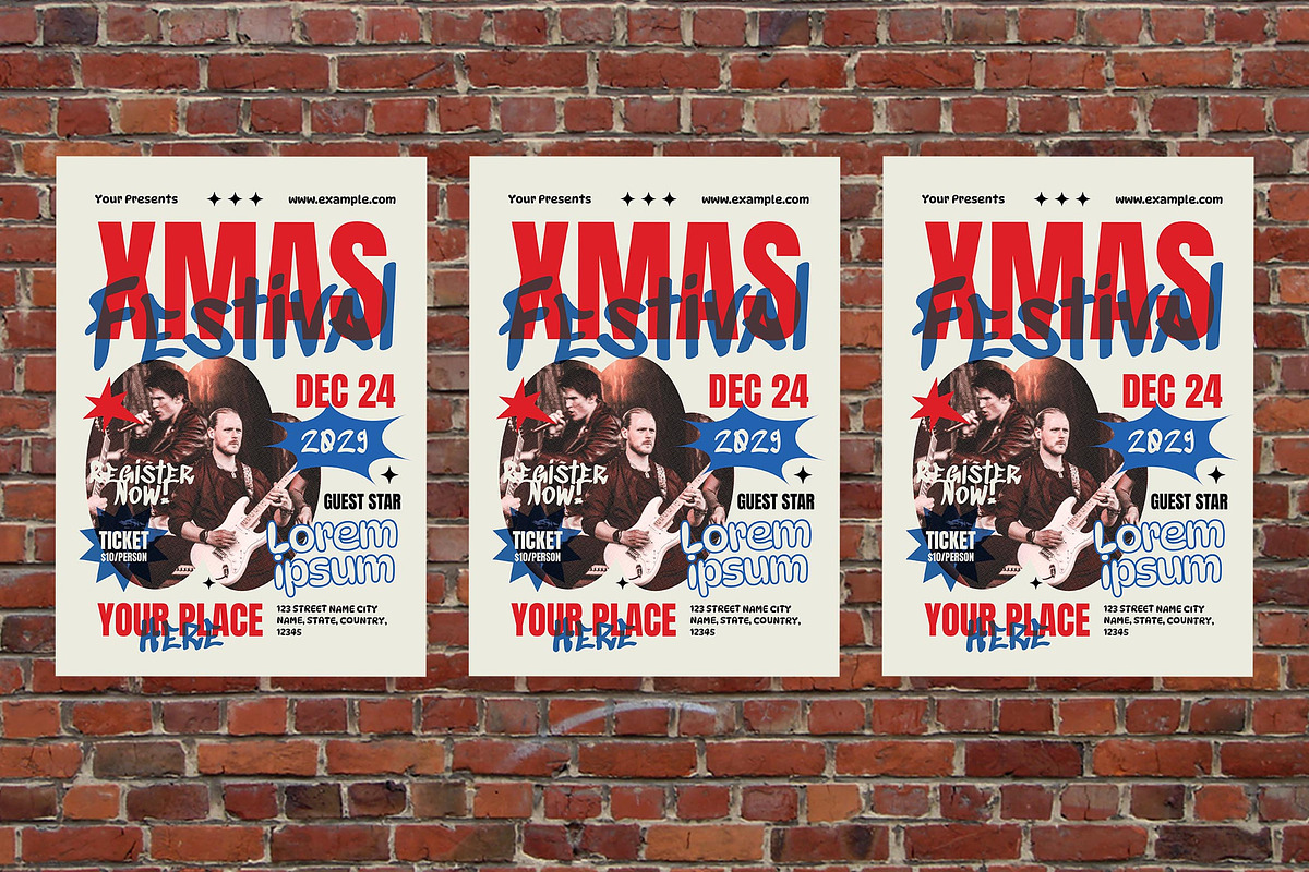 Red Xmas Festival Flyer Set, a Flyer Template by Aiyari Graphic (Photo 3 of 3)
