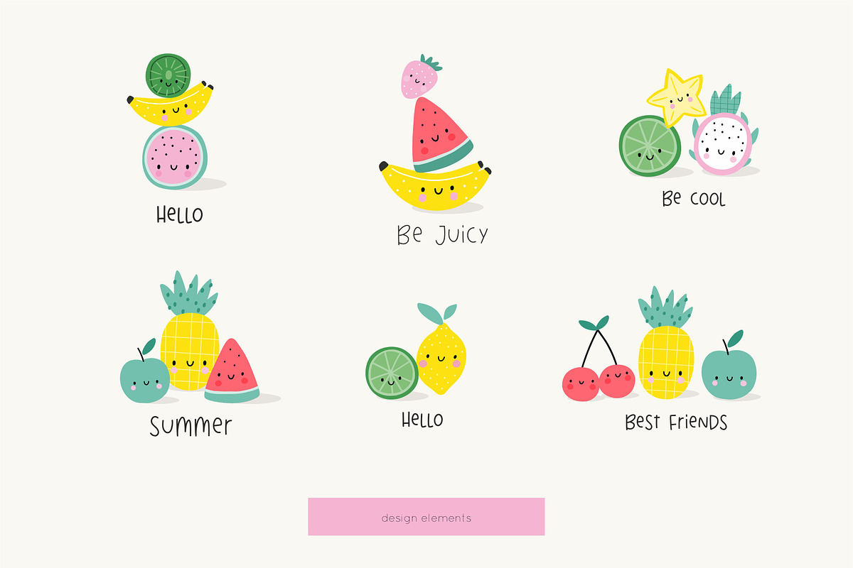 Be Cool - cute cartoon summer fruit, a Decorative Illustration by Barkova Nadya (Photo 2 of 7)