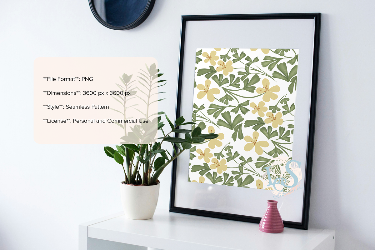 Vines Yellow Floral Seamless Pattern, a Pattern Graphic by Little Creative Scribbles (Photo 2 of 7)
