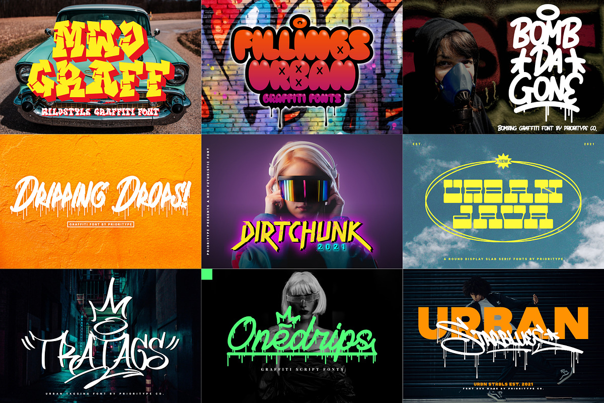 Graffiti Font Bundle - SALE! 90% OFF, a Font by Prioritype Co (Photo 2 of 11)