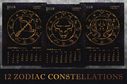SET / 2018 CALENDAR / golden ZODIACS, a Texture Illustration by Nadin_Lebedeva (Thumbnail 5 of 11)