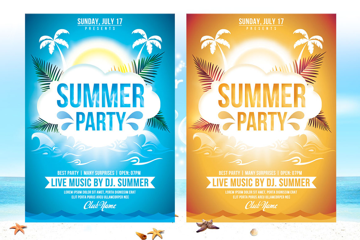 Summer Party Flyer Template v2, a Flyer Template by Briell Design (Photo 1 of 3)