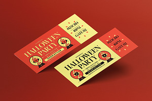 Yellow Gothic Halloween Party Ticket, a Flyer Template by graphicook