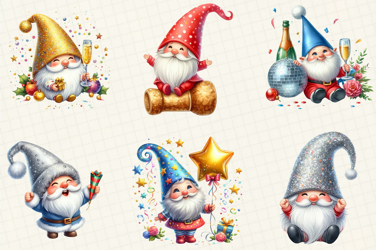 Happy New Year Gnome Sublimation, an Illustration by DreamCafeArt (Photo 4 of 6)
