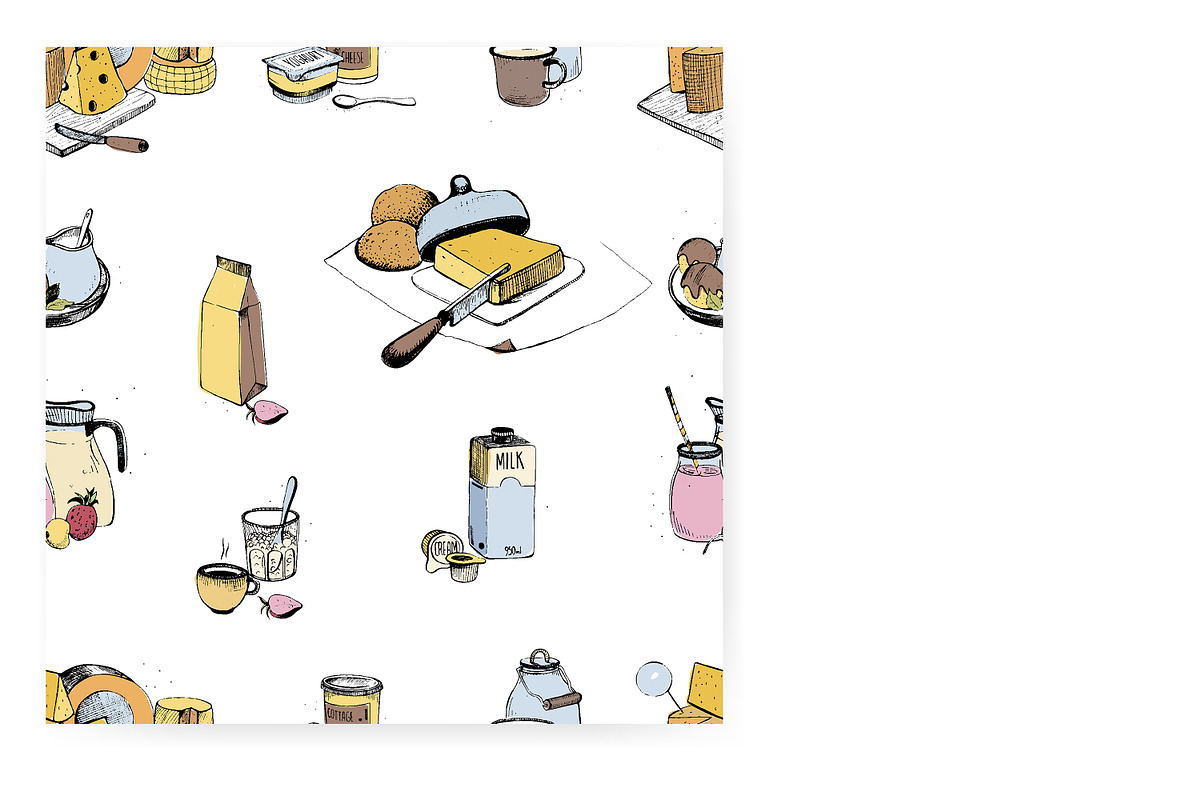 Dairy products seamless patterns, a Pattern Graphic by Good Studio (Photo 2 of 5)