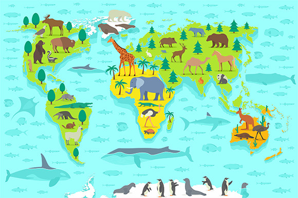 Funny cartoon world map, a Background Graphic by Volyk