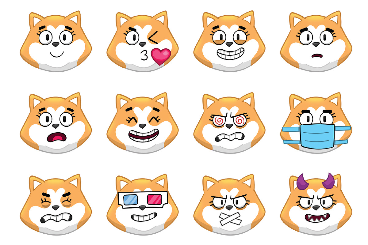 Akita Emoji Set, an Animal Illustration by Cartoon Shop (Photo 4 of 10)