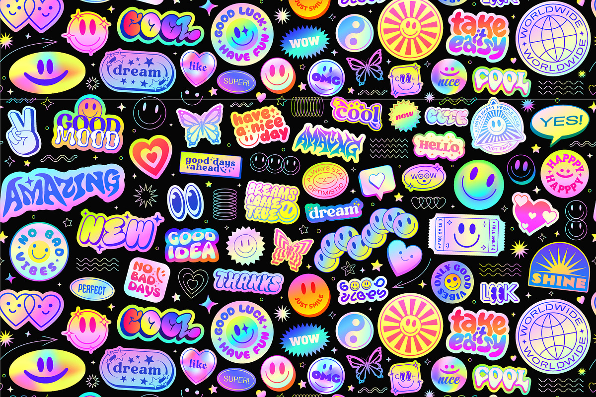 COLORFUL - POP STICKERS VECTOR SET, an Object Graphic by craftlove (Photo 5 of 5)