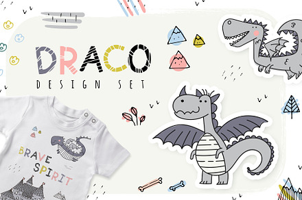 DRACO. Design set. + draco font!, a Background Graphic by kuchuk_design