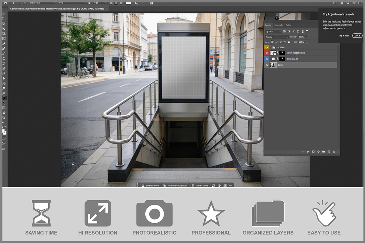 Subway Entrance Poster Billboard PSD, a Product Mockup by Bruno's Shop (Photo 2 of 3)