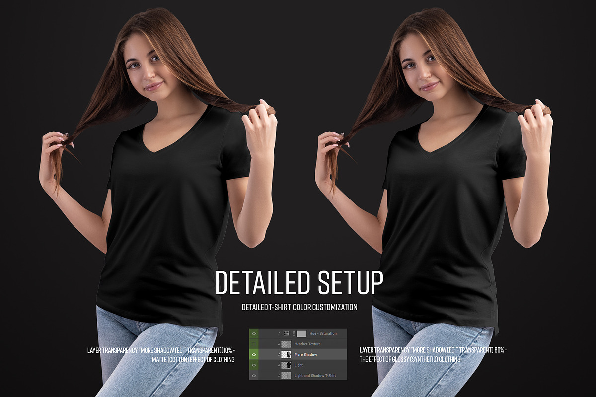 4 Mockup Woman V-Neck T-Shirt, a Shirt Mockup by Grow Design Craft Studio (Photo 7 of 9)