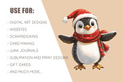 Christmas Penguin. Watercolor PNG., an Animal Illustration by KENO Mascots (Thumbnail 8 of 8)