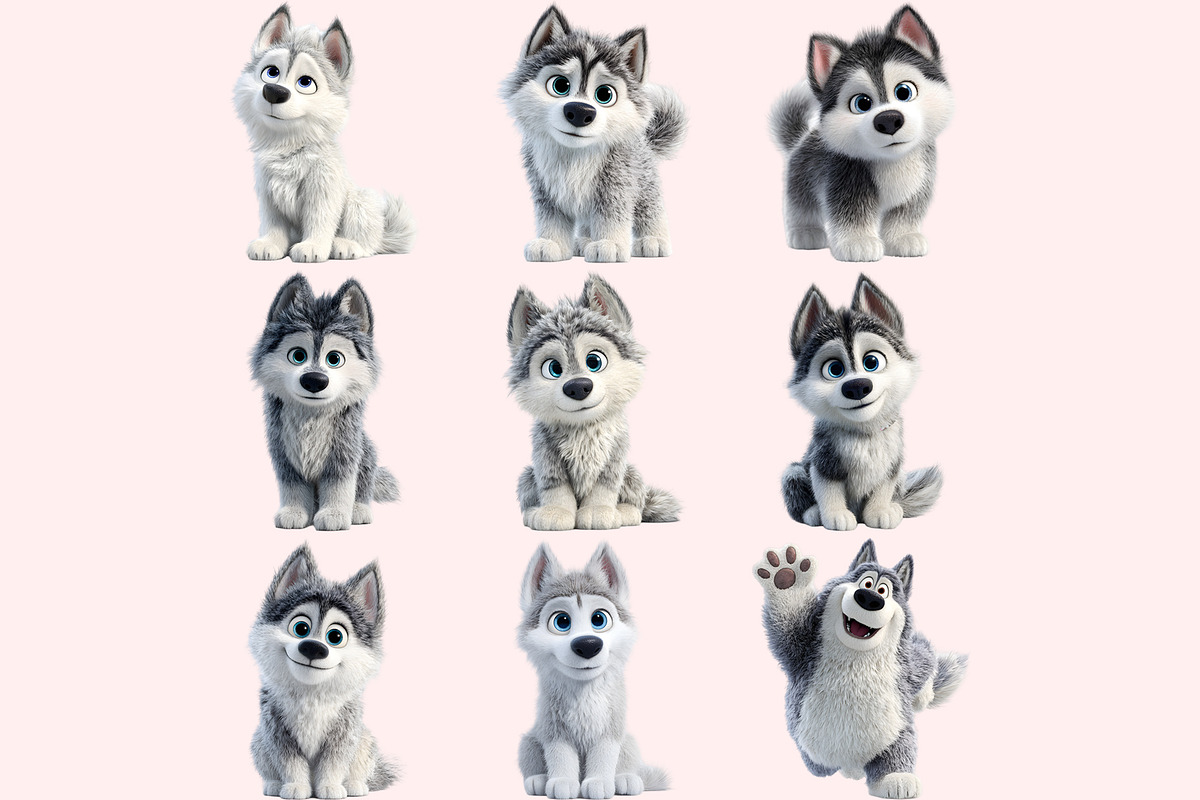 Husky Clipart PNG Bundle, a Graphic by M9 Design (Photo 2 of 11)