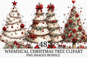 Whimsical Christmas Tree Clipart Png, an Illustration by Craft Nest