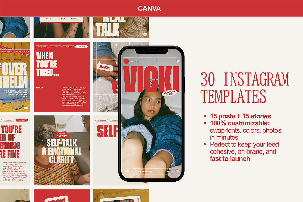 Bold Red Instagram Templates - Canva