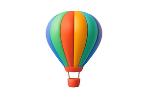 3D Hot Air Balloon on White, a Transportation Illustration by ModVector