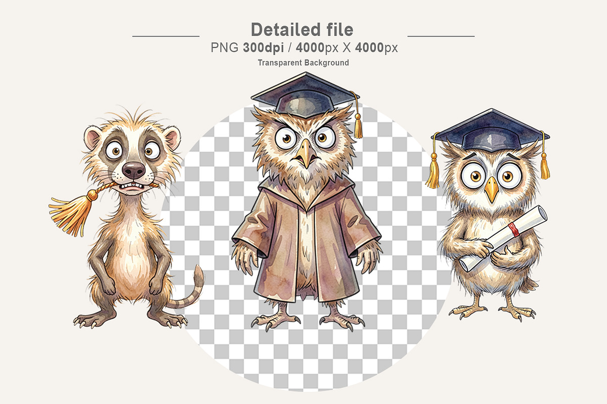 Funny Animal Graduation Sublimation, an Illustration by Artnoy (Photo 3 of 8)