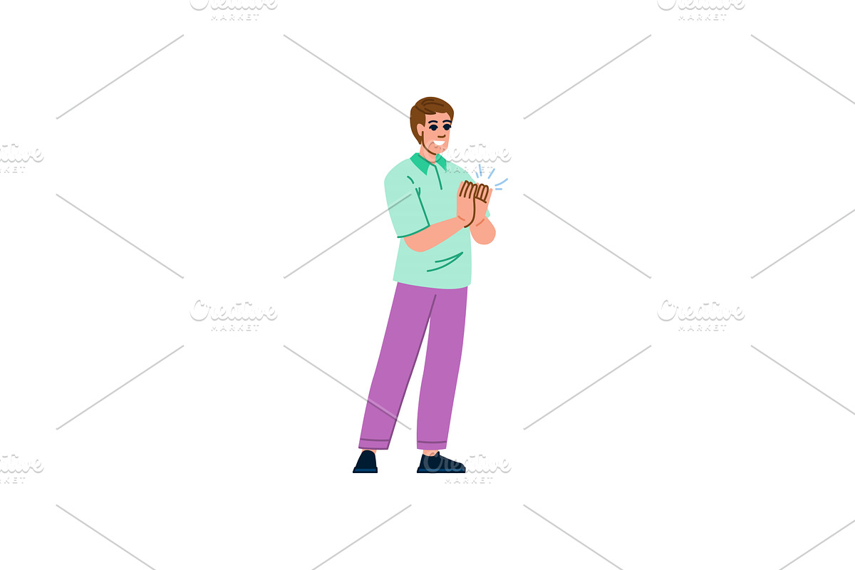 Happy man clapping hands showing, a Person Illustration by pikepicture