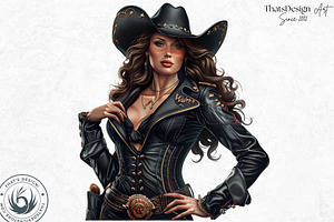 Midnight Rider Cowgirl Clipart Set