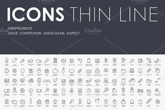 Jurisprudence Thinline Icons