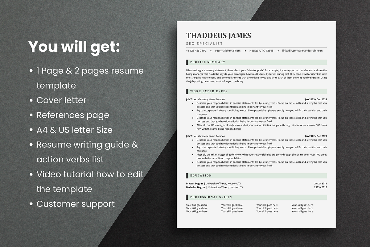 ATS Resume Template Google Docs, a Resume Template by bonadigitals (Photo 4 of 5)
