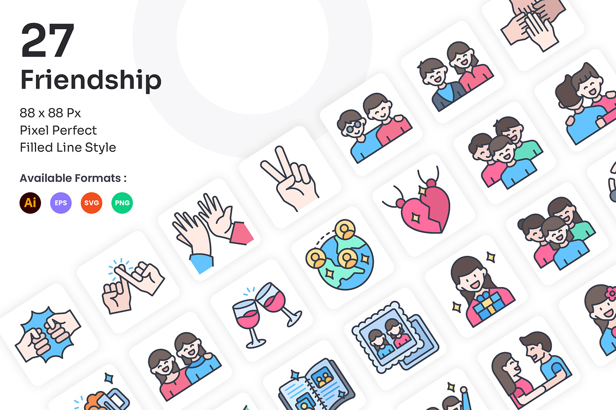 Friendship Icons Set - Filled Line, an Icon by Kmg Design (Photo 1 of 2)