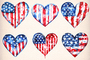 Watercolor Patriotic Hearts Clipart, an Illustration by Digital Artistic99 (Thumbnail 3 of 9)