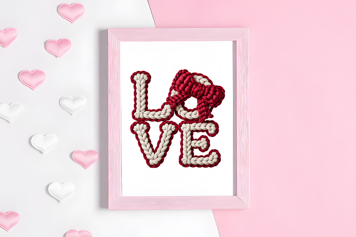 Faux Knitted Valentines Day Love PNG, an Illustration by CraftArtStudio (Photo 4 of 4)