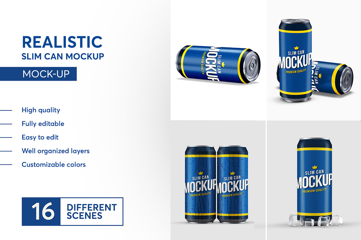 Realistic Slim Can Mock-up, a Print Template by Propex (Photo 1 of 17)