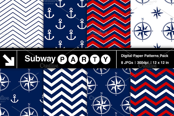 Nautical Navy & Red Papers preview 3