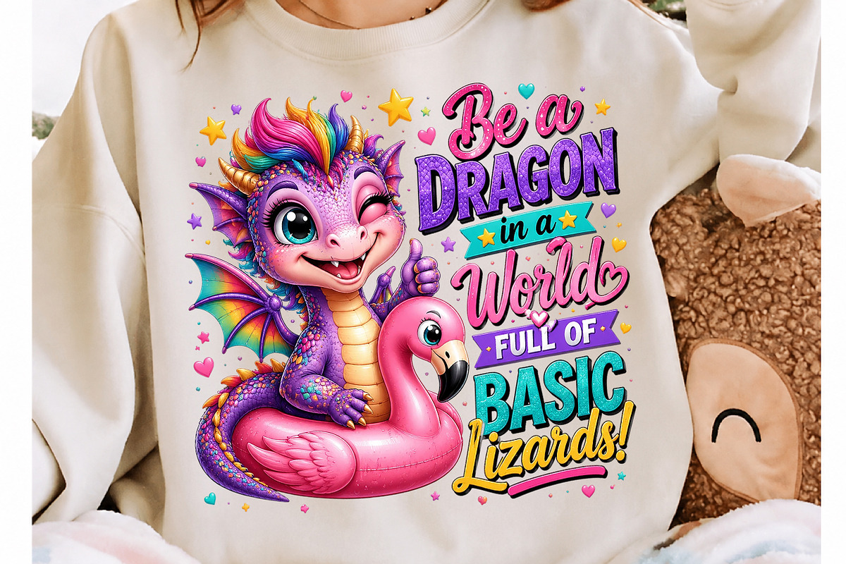 Rainbow Dragon Flamingo Float, a Seasonal Illustration by Craft Nest (Photo 4 of 6)