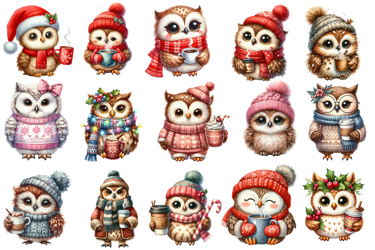 Cute Little Owl Clipart Sublimation, an Illustration by Designworld (Photo 3 of 5)