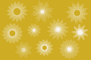 Vintage Sunbursts Vector Set Of 20