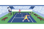 Sportswomen play big tennis on court, a Sport Illustration by PaperTrident (Thumbnail 1 of 2)