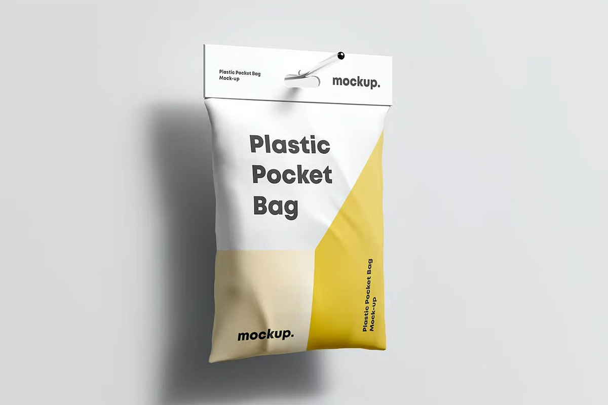 Plastic Pocket Bag Mock-up, a Packaging Mockup by zippypixelstudio (Photo 3 of 8)
