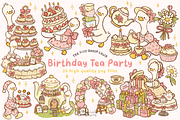 Birthday Tea Party Goose Clipart, an Animal Illustration by Blumensdiary (Thumbnail 1 of 6)